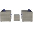 thumbnail image 3 of Modern Contemporary Urban Outdoor Patio Balcony Garden Furniture Lounge Sectional Sofa Set, Sunbrella Rattan Wicker, Navy Blue Light Gray, 3 of 6