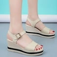 thumbnail image 6 of AXXD Beige Wedge Sandals for Women Summer Sandals Open Toe Sandals Casual Low Slip On Sandals Comfortable Outdoor Shoes, 6 of 6
