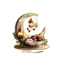 thumbnail image 2 of 2D Acrylic Home Living Room, Dining & Office Desktop Holiday Ornament, 2025 Crescent Moon Shape With Hanging Lantern Stars & Dates Design, Ramadan Celebration Festive Tabletop, 2 of 3
