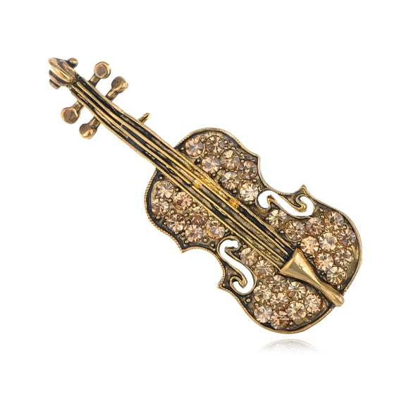 Musician Sonata Soloist Topaz Crystal Rhinestone Violin Instrument Pin Brooch