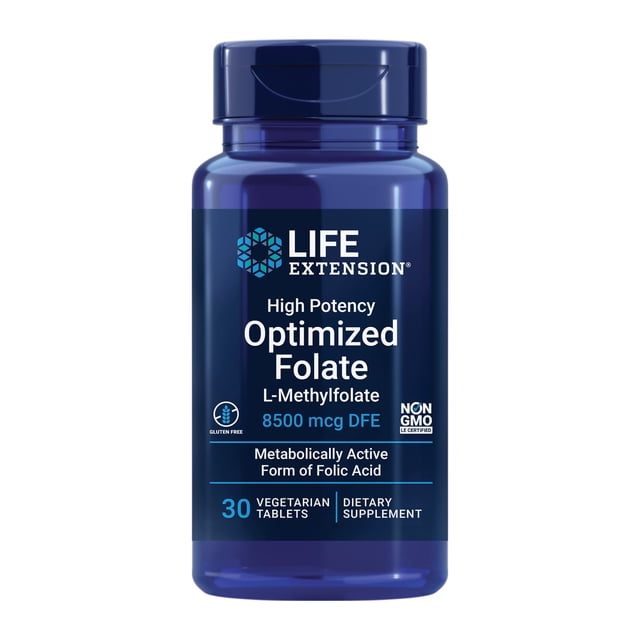 Suplemento Life Extension de folato optimizado de alta potencia 8500 mcg