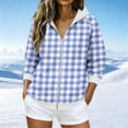 thumbnail image 2 of Njagoc3 Womens Plaid Gingham Zip Up Hoodie Drawstring Long Sleeve Loose Fit Fleece Sweatshirt with Pockets Casual Fall Outerwear for Picnic Travel，Sky Blue，XL, 2 of 6