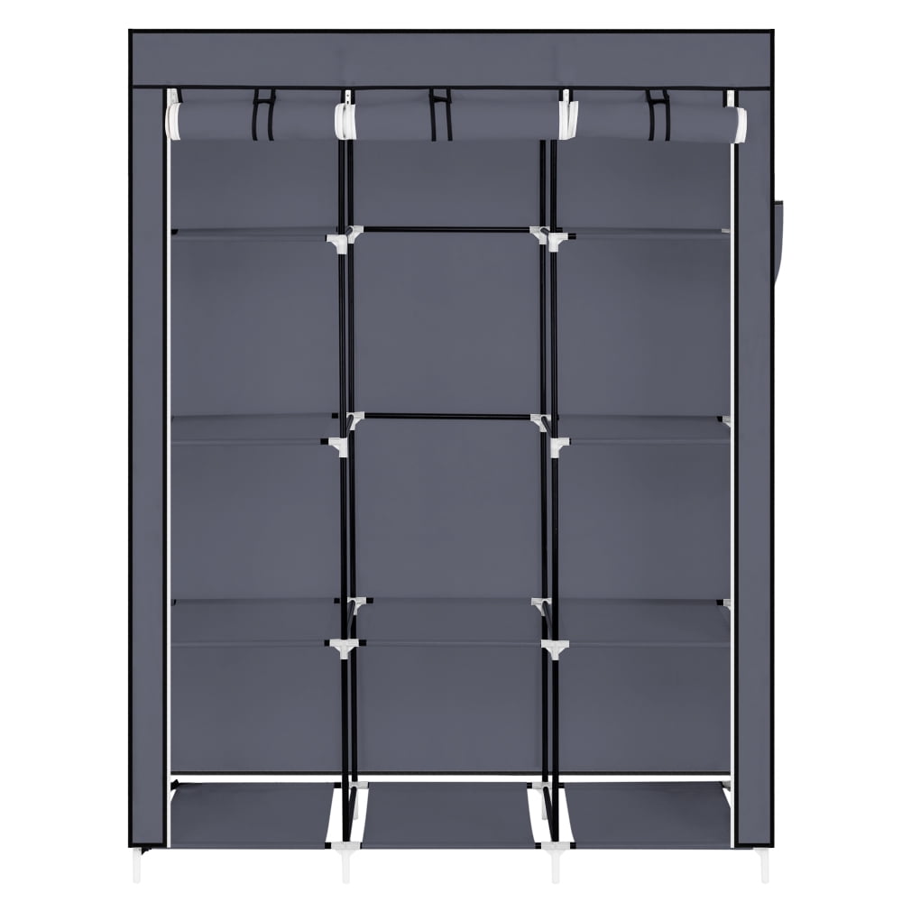 67" Portable Closet Organizer Wardrobe Storage Organizer with 10 Shelves, Gray