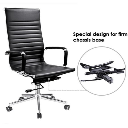 Long Back Chair - Ergonomic High Back PU Leather Office Chair Swivel Multiple Colors