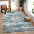 thumbnail image 2 of Garvee 8'x10' Persian Area Rug, Vintage Distressed Floral Large Boho Rug Farmhouse Non-Slip Low Pile Accent Carpet for Living Room Bedroom Dining Room, Blue, 2 of 9