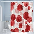 thumbnail image 4 of Red Shower Curtain, Red White Abstract Geometric Modern Grid Pattern Minimalist Bath Curtains Waterproof Fabric with Hooks for Home Decor, 72Wx72H, 4 of 6