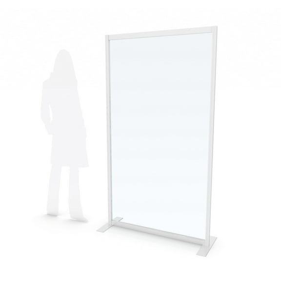 Stationary Floor Partition Rigid Anodized Aluminum Frame single panel - CLEAR - 40L" x 22W" x 72H"