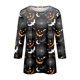 thumbnail image 4 of Camiseta de Halloween de manga 3/4 para mujer: camiseta informal con estampado espeluznante de calabaza, murciélago y telaraña, 4 of 5