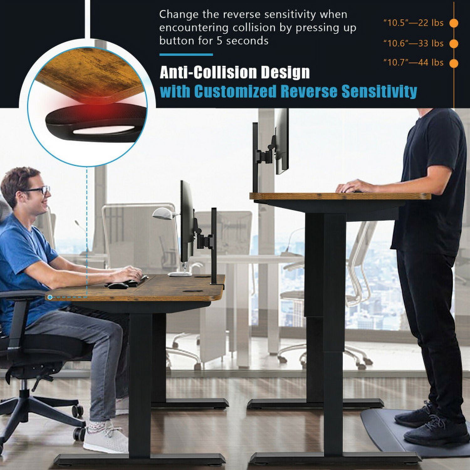 YYAo Stand Up Desk, Ergonomic Standing Workstation,48-inch Electric Height Adjustable Standing Desk with Control Panel-Rustic Brown