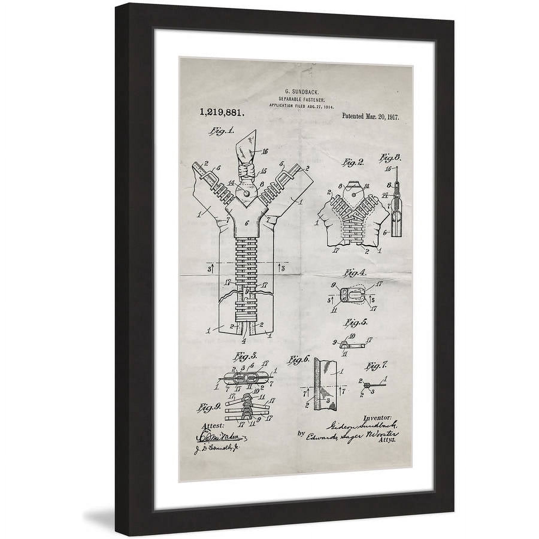 "Zipper 1917 Old Paper" Framed Painting Art Print