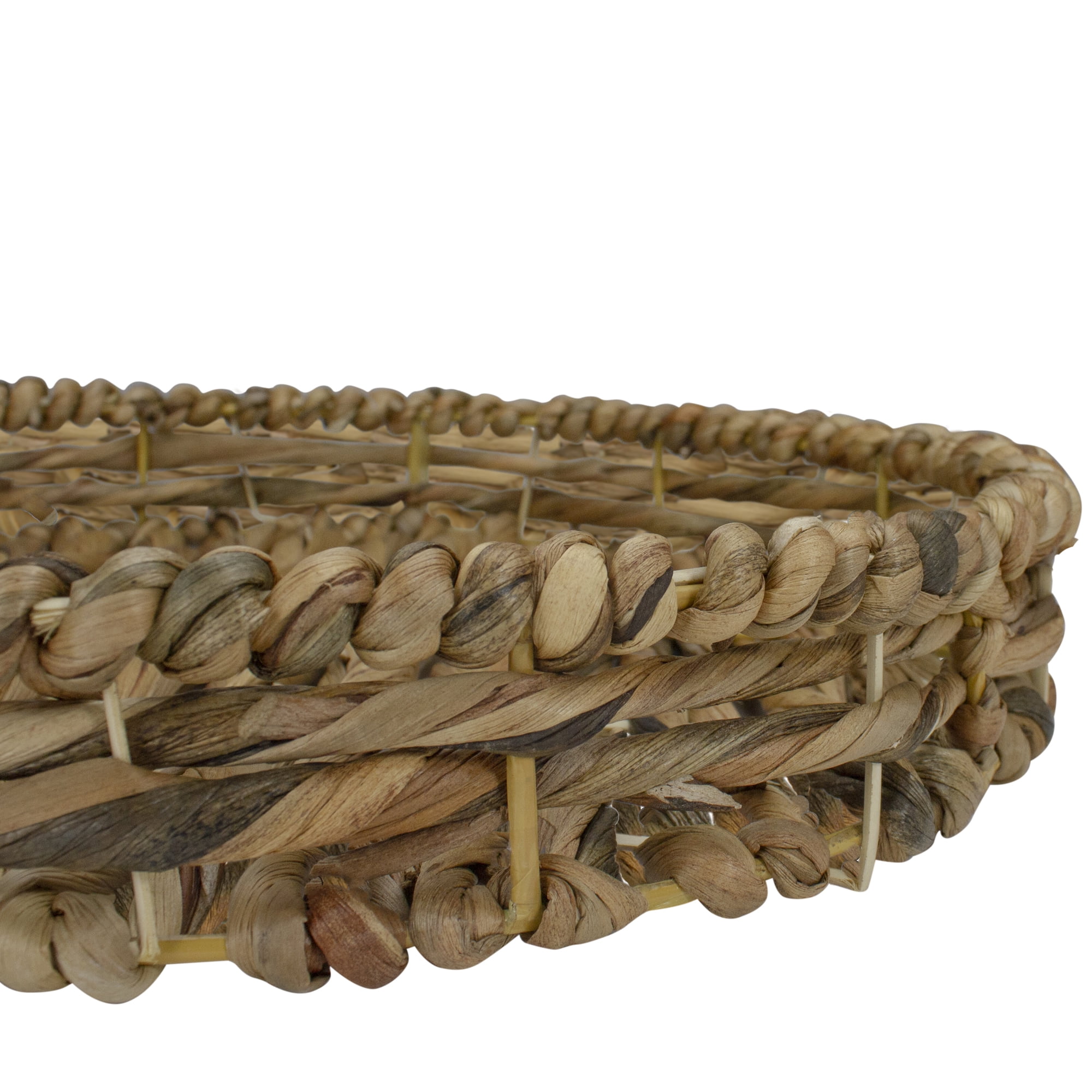 Northlight Set of 3 Round Natural Woven Water Hyacinth Serving Trays 16"
