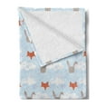 thumbnail image 2 of Cartoon Soft Flannel Fleece Blanket, Fox and Grey Hare on a Cloudy Rainy Sky Bunny Rabbit Pastel Nursery, Cozy Plush for Indoor and Outdoor Use, 50" x 60", Baby Blue and Multicolor, by Ambesonne, 2 of 5