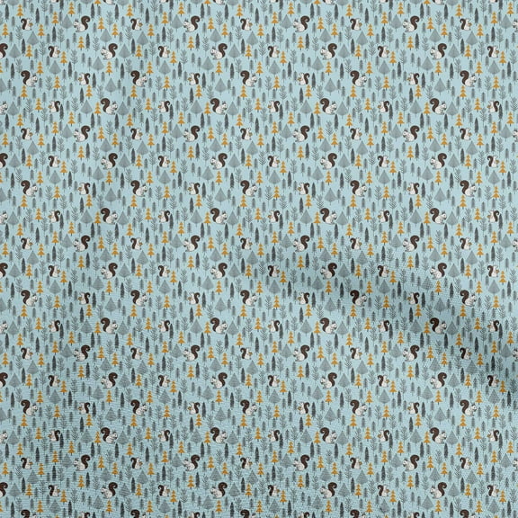 oneOone Polyester Spandex Light Blue Fabric Animal Sewing Material Print Fabric By The Yard 56 Inch Wide
