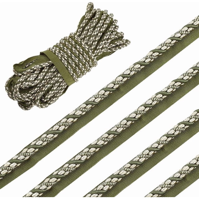 Cinta de costura verde trenzada de 13,6 yardas (12,5 m) y 17 mm de ancho para tapicería.