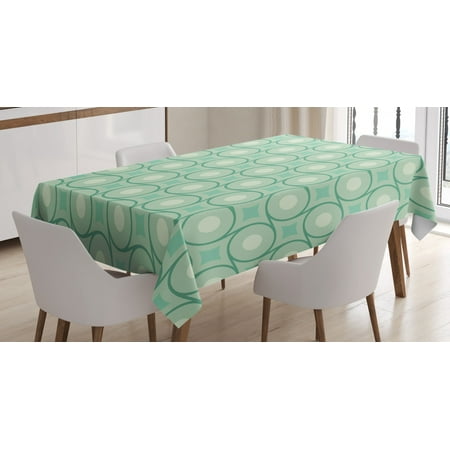 

Mint Tablecloth Circles and Dots Linked with Lines Wavy Squares Geometric Retro Style Rectangular Table Cover for Dining Room Kitchen 52 X 70 Inches Mint Emerald Almond Green by Ambesonne