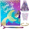 Mermaid Gifts for Girls - Dive Deeper into Journal Writing & Drawing - Set Includes Kids Diary with Lock and Keys, Mermaid Tail Gel Pen, a Cute Bracelet, Stickers & a Drawstring Bag to Tote in Style