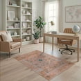 thumbnail image 2 of ODIKA 4'x6' Washable Area Rug Peach Abstract Boho Vintage Sprays Mosaic Border Scroll Bordered for Dorm Room, Small Living Stain Resistant Low Profile, Easy Care, 2 of 7