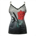 thumbnail image 3 of Women Summer V-neck Rose Print Sleeveless Lace T-Shirt Blouse Cami Tank Top, 3 of 6