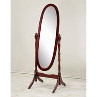 Cheval Mirrors Product Image Roundhill Traditional Queen Anna Style Wood Floor Cheval Mirror Cherry Finish