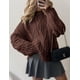 thumbnail image 4 of Suéter PRETTYGARDEN Oversized de Punto Trenzado Cuello Redondo Café Talla L, 4 of 6