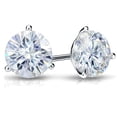 thumbnail image 2 of 14k White Gold Round Moissanite Stud Earrings (2ct TGW, 6.5mm, H-I) 3-Prong Martini, Screw-Back by Diamond Wish, 2 of 3