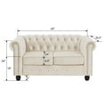 thumbnail image 6 of Morden Fort 2-Seater Chesterfield Loveseat, American Style 60" Width Couch Sofa for Living Room, Bedroom, Office, Beige, 6 of 7