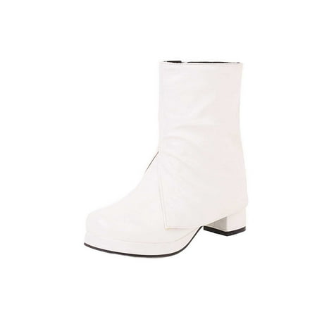 

Gzztg Shoes Women Fashion Large Size Pants Boots Autumn Thick Heel Short Woman
