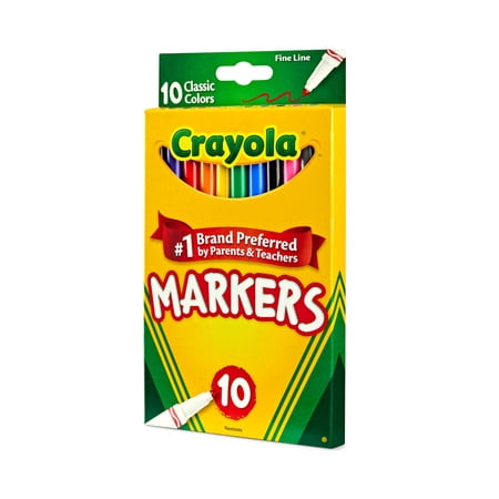 Crayola Fine Line Markers, Classic Colors, 10 Count, Back to School Supplies for Kids and Teachers, Classroom Essentials, Gifts, 3+