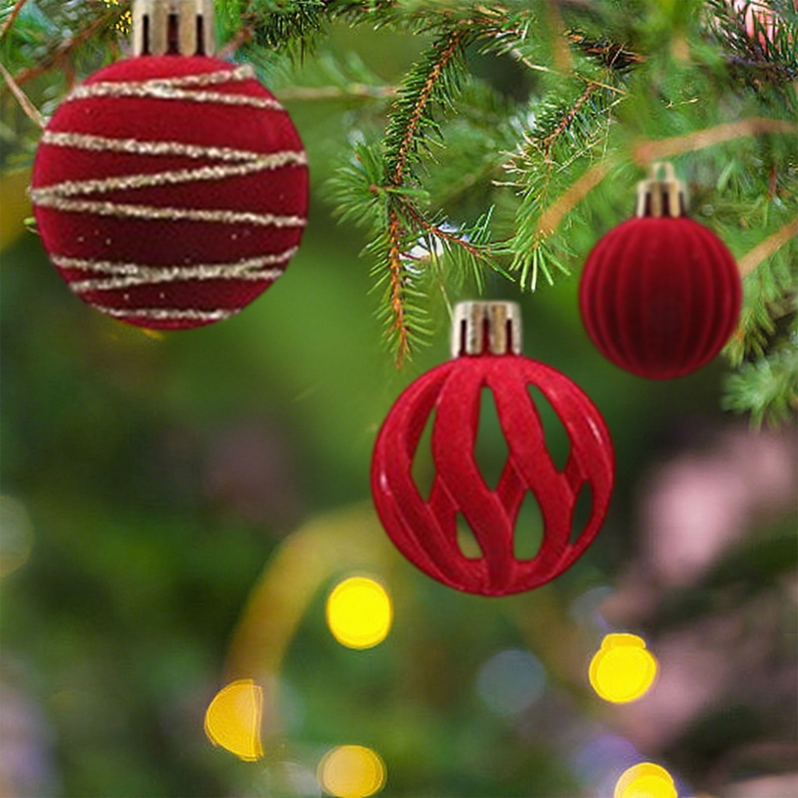 Lot De 12 Boules De Noël En Velours Incassables - Décorations Pour Sapin, Rouge Vin, 6 Cm - Flocage Doux Et Résistant - 7