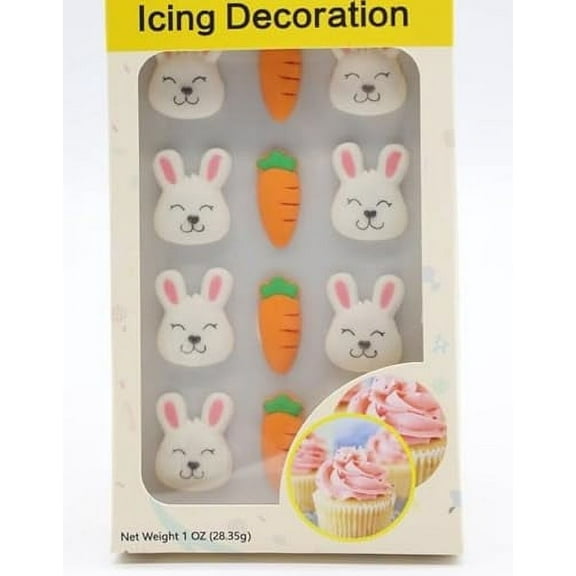Edible Easter Cupcake Decorations - Easter Sprinkles for Cake Decorating (Rabbit & Carrot) - Themed Easter Cake Toppers