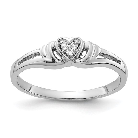 Auriga Fine Jewelry 14K White Gold with Diamond Heart Ring Size 6 Valentine's Day Gift for Women