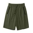 thumbnail image 3 of Summer Casual Shorts for Men solid color pocket summer ice silk drying running shorts Lightweight Mens Linen Shorts Army Green 3XL, 3 of 7