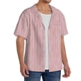 thumbnail image 2 of Fotbe Pink Stripes Camisa Estampada de Manga Corta para Hombre, Casual de Verano, Estilo Playero, Sin Arrugas-Small, 2 of 5