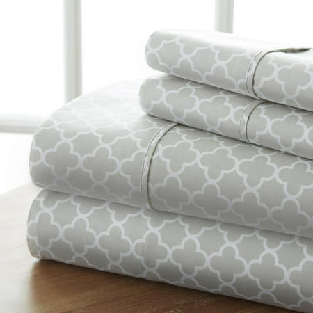 Linden 12 Piece - Noble Linens Ultra Soft Quatrefoil Bed Sheet Set, 4 Piece