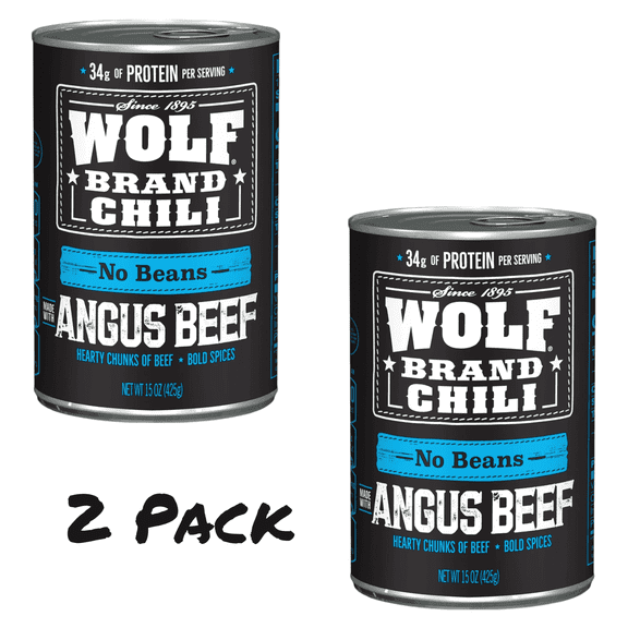 ( 2 Pack ) WOLF BRAND Angus No Beans Chili, 15 oz Can
