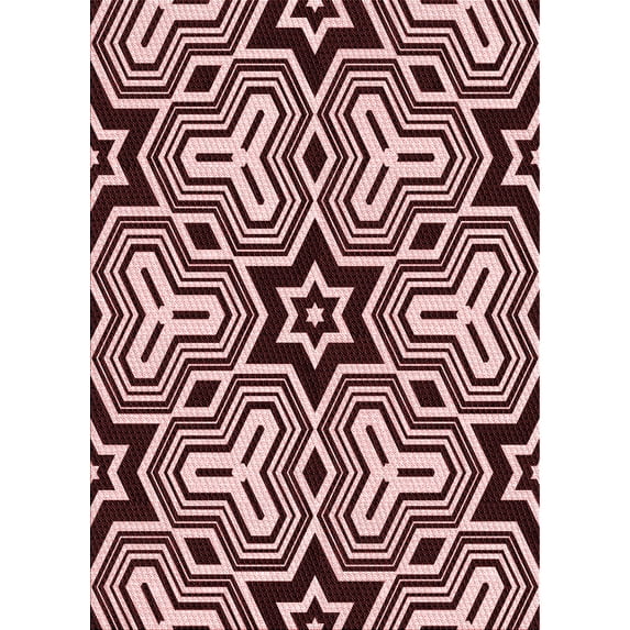 Ahgly Company Machine Washable Indoor Rectangle Transitional Pink Area Rugs, 7' x 10'