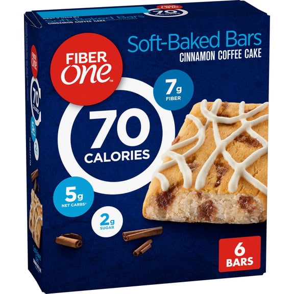 Fiber One 70 Calorie Soft-Baked Bars, Cinnamon Coffee Cake, 6 Bars, 5.34 oz
