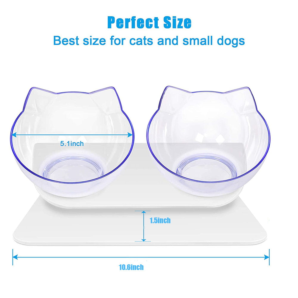 Transparent Plastic Bowl,Pet Feeder Bowl for Cats and Small Dogs Jrngelea Cat Bowls Double Cat Dog Bowls with Raised Stand 15° Tilted Design Neck Guard Stand Cat Feeding & Watering Supplies 