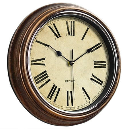 CIYISON Wall Clock 12'' Stylish Non Ticking Clocks Easy to Read Roman/Arabic Numerals