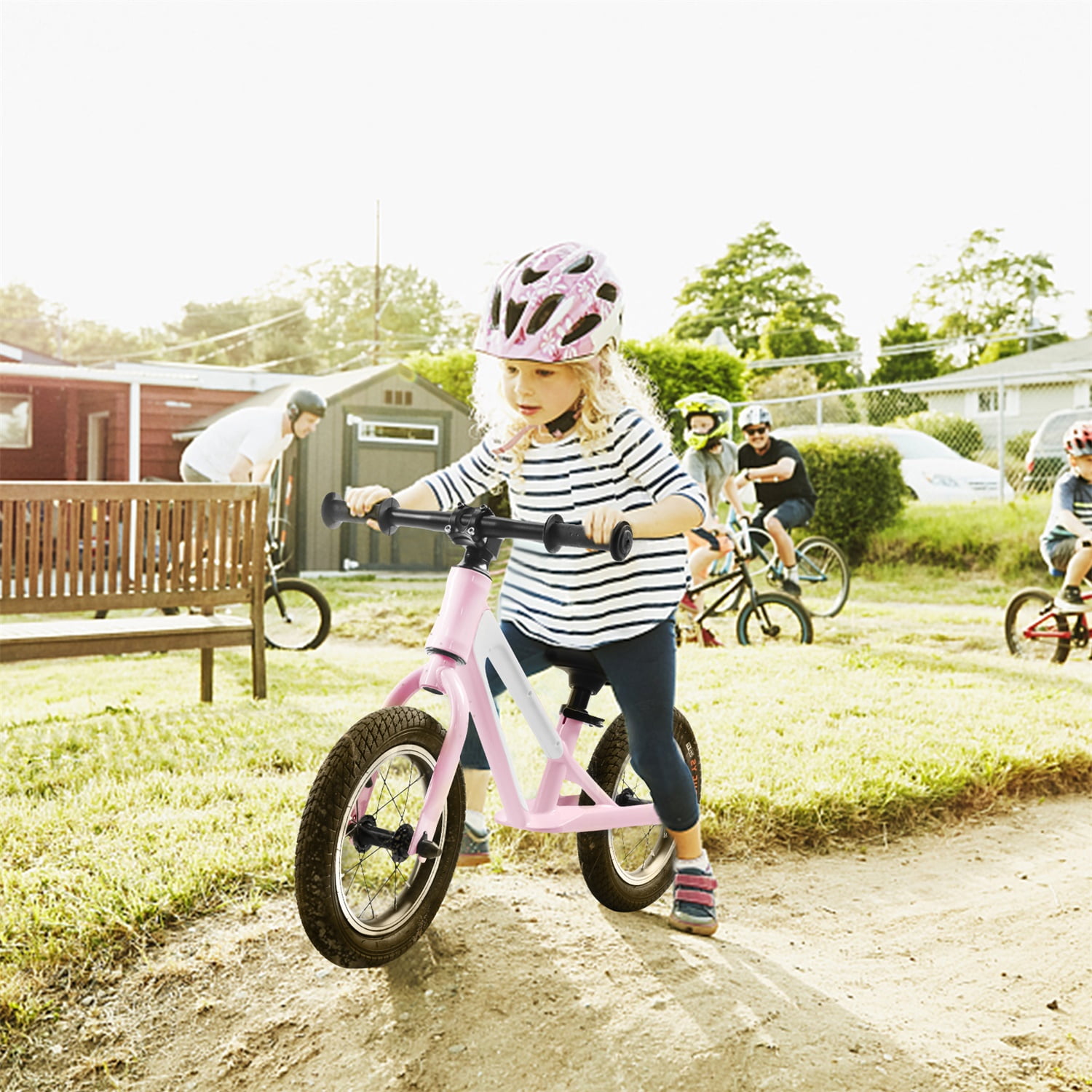 CIPACHO Kids Balance Bike with Adjustable Seat, Magnesium Alloy Frame Toddler Bike for Kids 1-5 Years, Pink