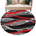 thumbnail image 2 of Round Area Rug 5 Ft, Red Black Stripes Washable Non-Slip Circle Carpet for Living Room/Bedroom, Modern Gradient Abstract Lines Art Low-Profile Runner Mats Collection Rugs for Indoor, 2 of 7