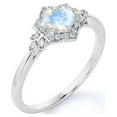 thumbnail image 4 of JeenMata 1.75 Carat Round Faceted Rainbow Moonstone and Moissanite Vintage Wedding Ring in 18k White Gold over Silver, 4 of 6