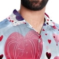 thumbnail image 5 of Valentine's Day Love Men's Short Sleeve Spread Collar Button Down Beach Print Casual Shirts, 5 of 6