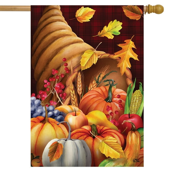 Briarwood Lane Fall Bounty Cornucopia Holiday House Flag