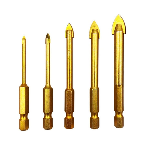 5Pcs Drill Bits Set with 1/4 Inch Hex Shank for Glass Ceramic Marble Tile Concrete