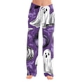 thumbnail image 3 of Fabrcox Halloween Woman Pajama Pants Pumpkin Ghost Witch Sleep Pants for Women Fall Winter Festival Comfy Lounge Pants Women Purple XL, 3 of 6