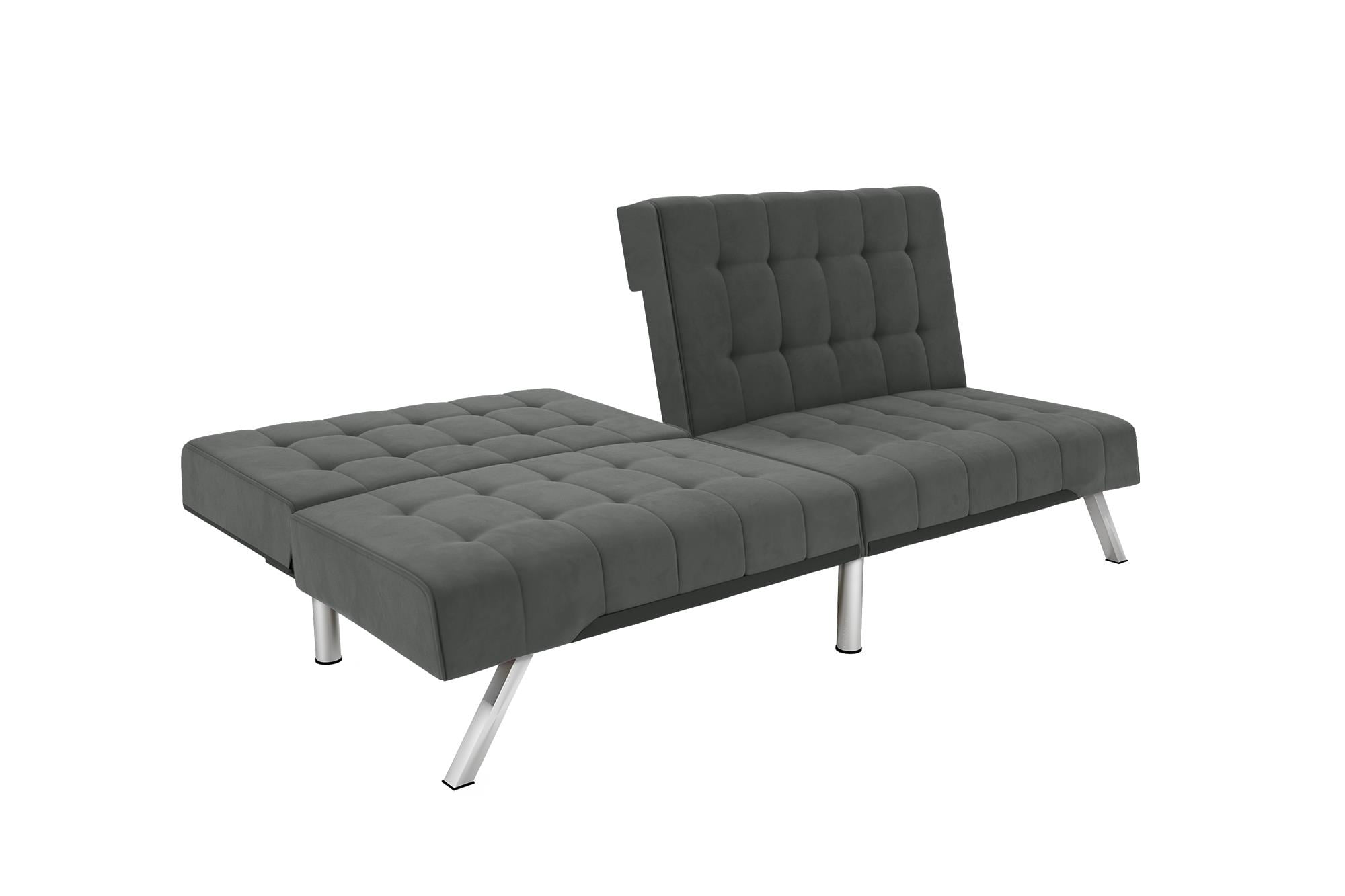 DHP Emily Convertible Tufted Futon Sofa, Gray Velvet
