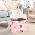 thumbnail image 3 of Yayeee Collapsible Cube Storage Bin with Lid Fabric Closet Decorative Basket with Handles, Brown Hand Drawn Cups, 3 of 7