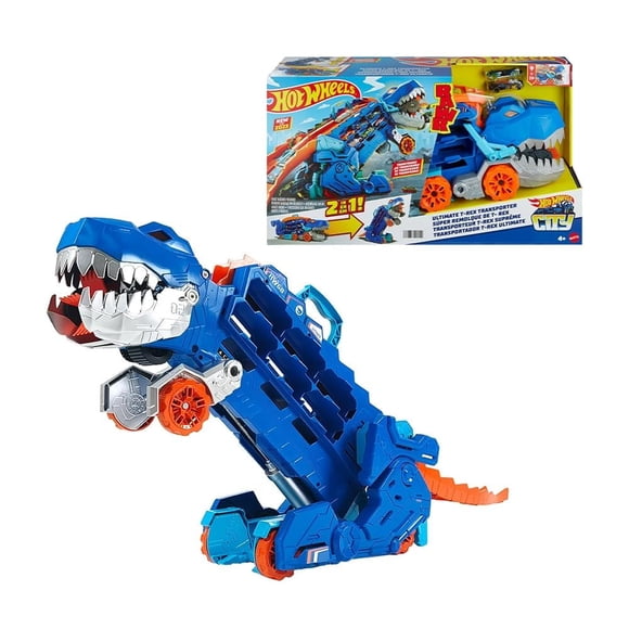 Pista de juguete Hot Wheels City Súper Remolque de T-Rex