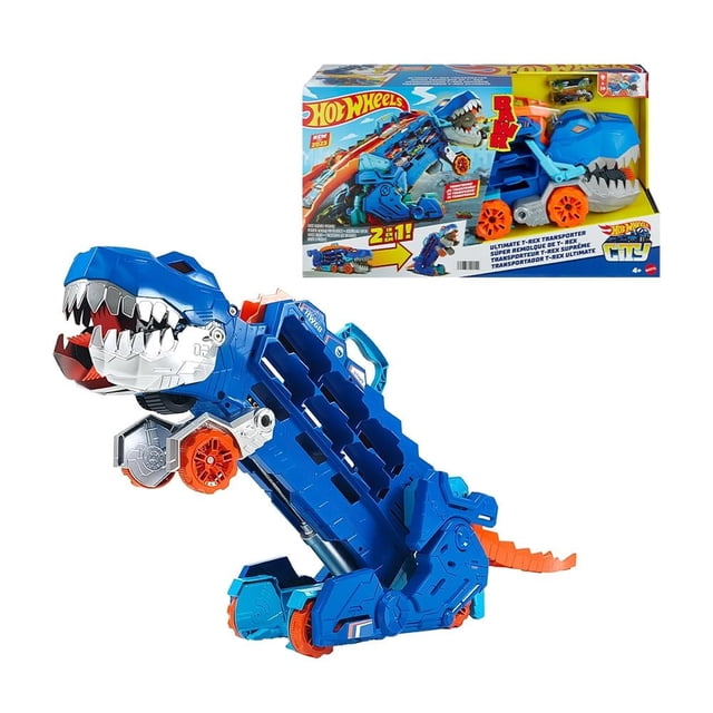 Pista de juguete Hot Wheels City Súper Remolque de T-Rex
